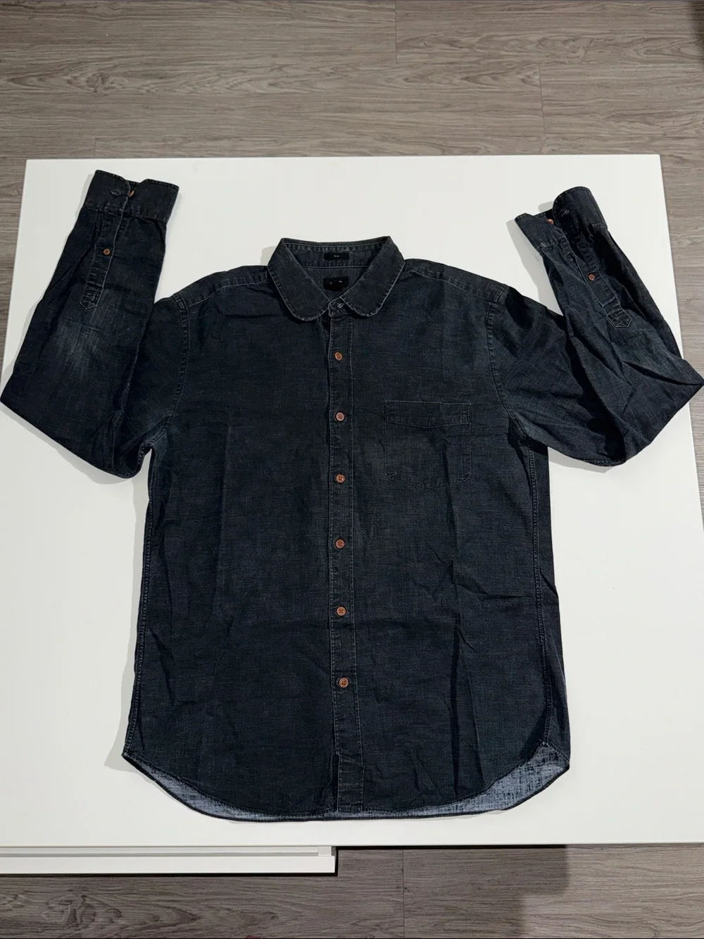 J. Crew Men's Navy Button-Down Casual Shirt Size L vintage